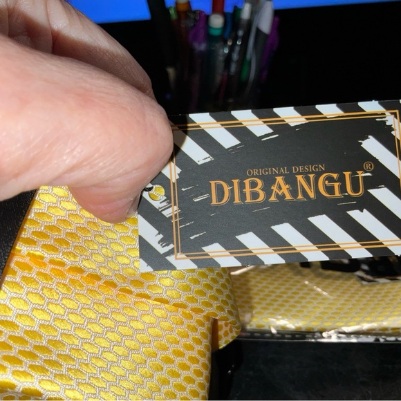 DiBanGu Solid Tie Men's Silk Tie Handkerchief Woven Necktie & Pocket Square NEW - Picture 4 of 16